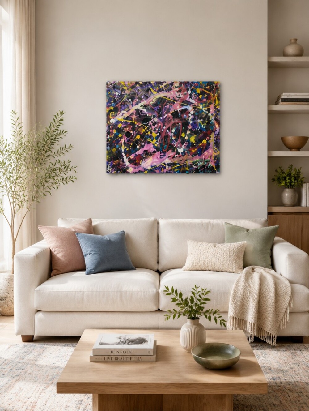 HANDCRAFTED Abstract Painting HANDMADE Artwork HANDPAINTED Wall Art Decor 22x18